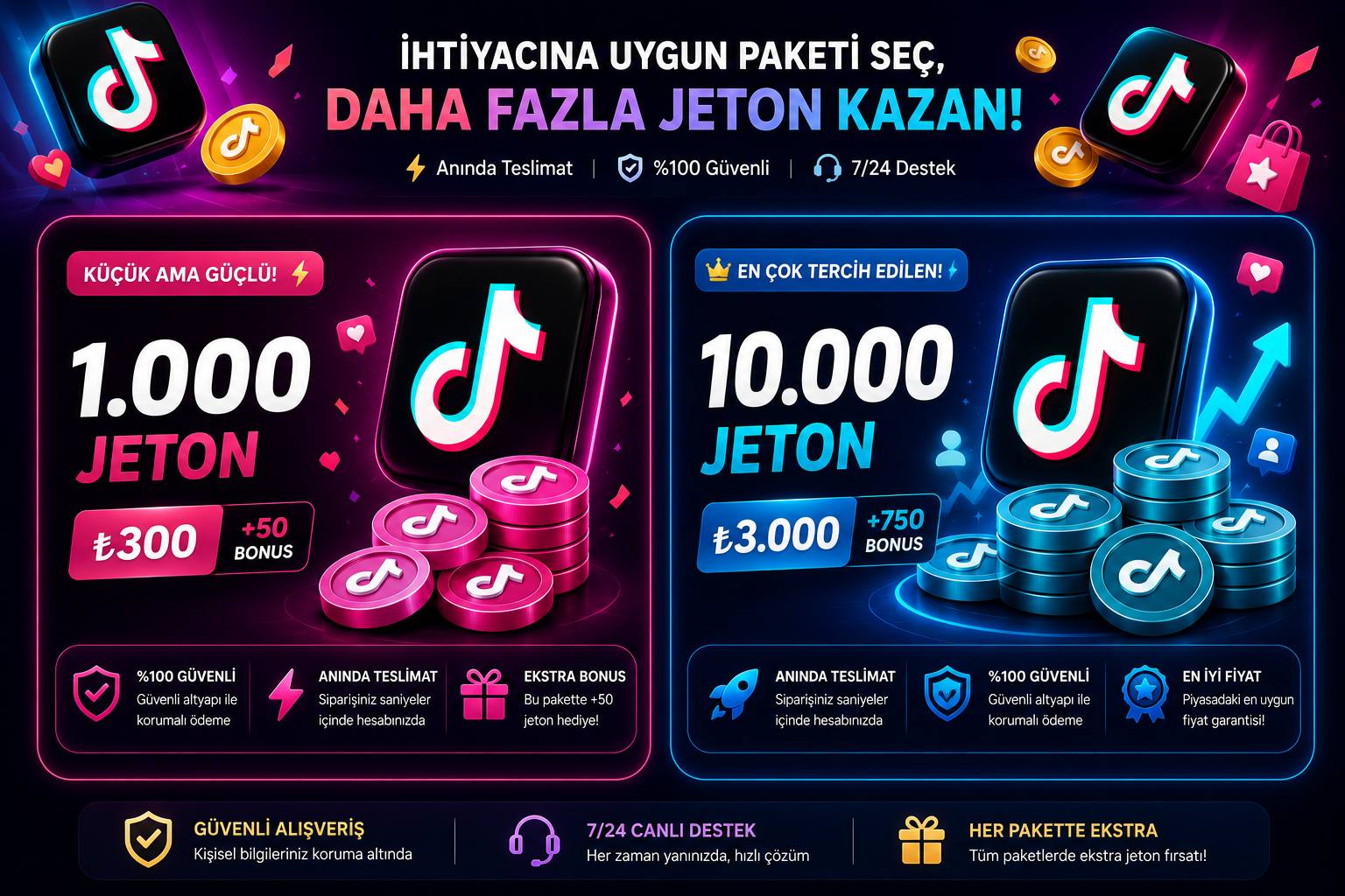 1.000 Jeton ve 10.000 Jeton Paket Fırsatları