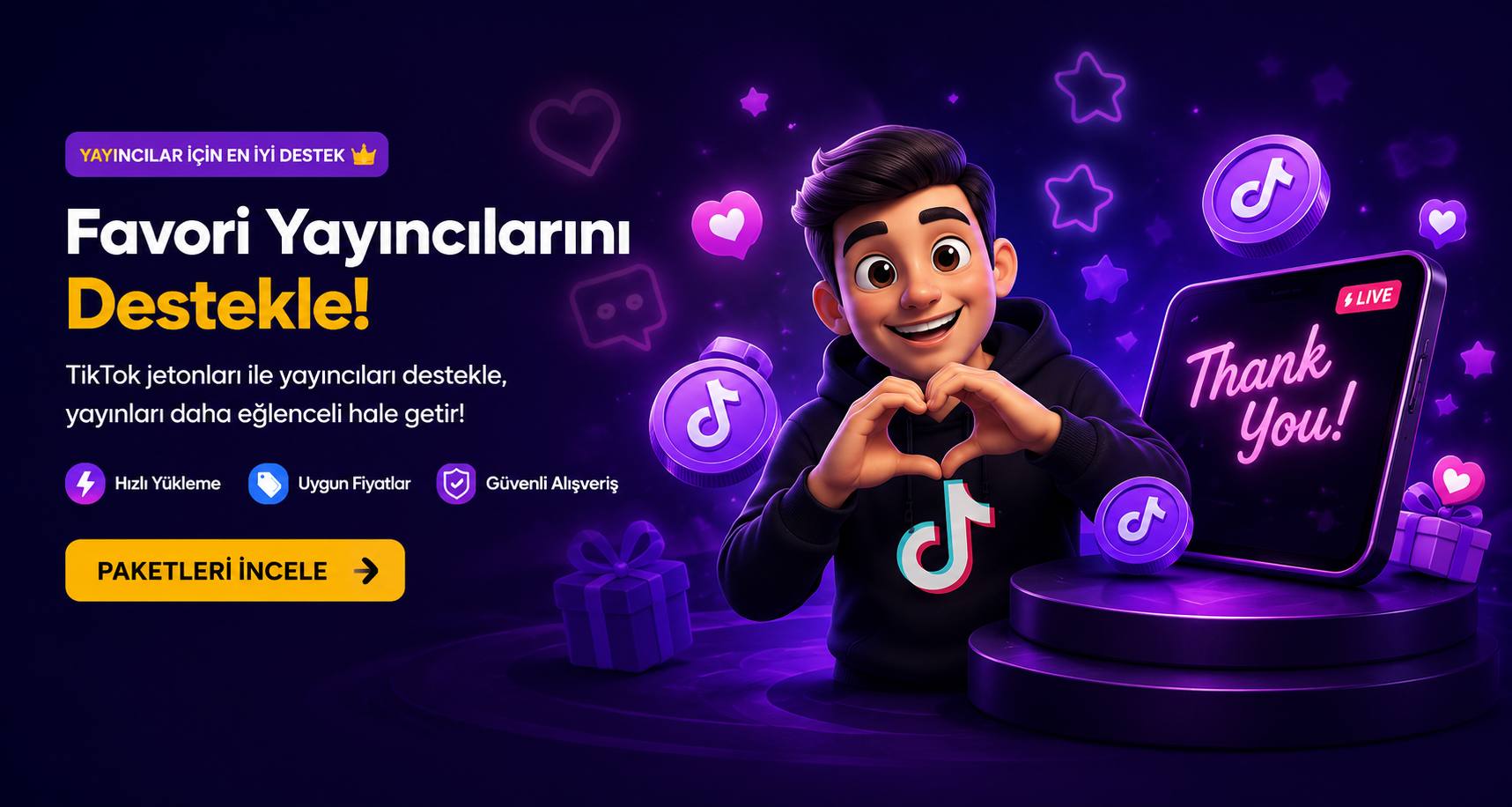 Favori Yayıncılarını Destekle — TikTok Jeton